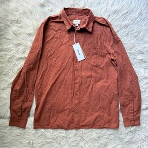 NWT RHYTHM. Classic linen blend long-sleeve button up shirt in burnt orange M
